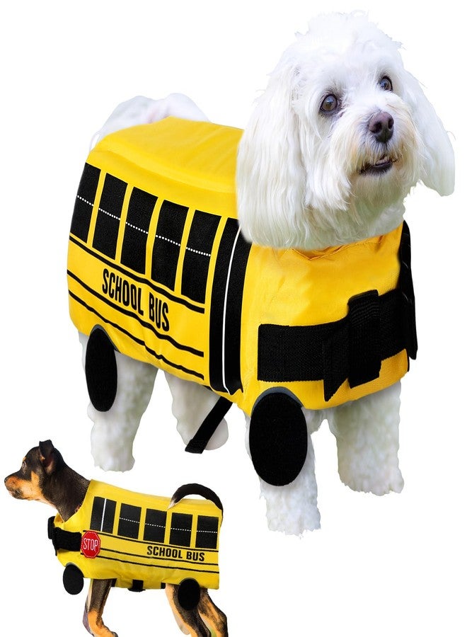 Bulyoou Halloween School Bus Pet Costume Funny Dog Costume Yellow School Bus Life Jacket Swimming Boating Water Flotation Vest Halloween Pet Costume Suit for Dog Cosplay Accessories for Halloween Parties(M) - Image 1